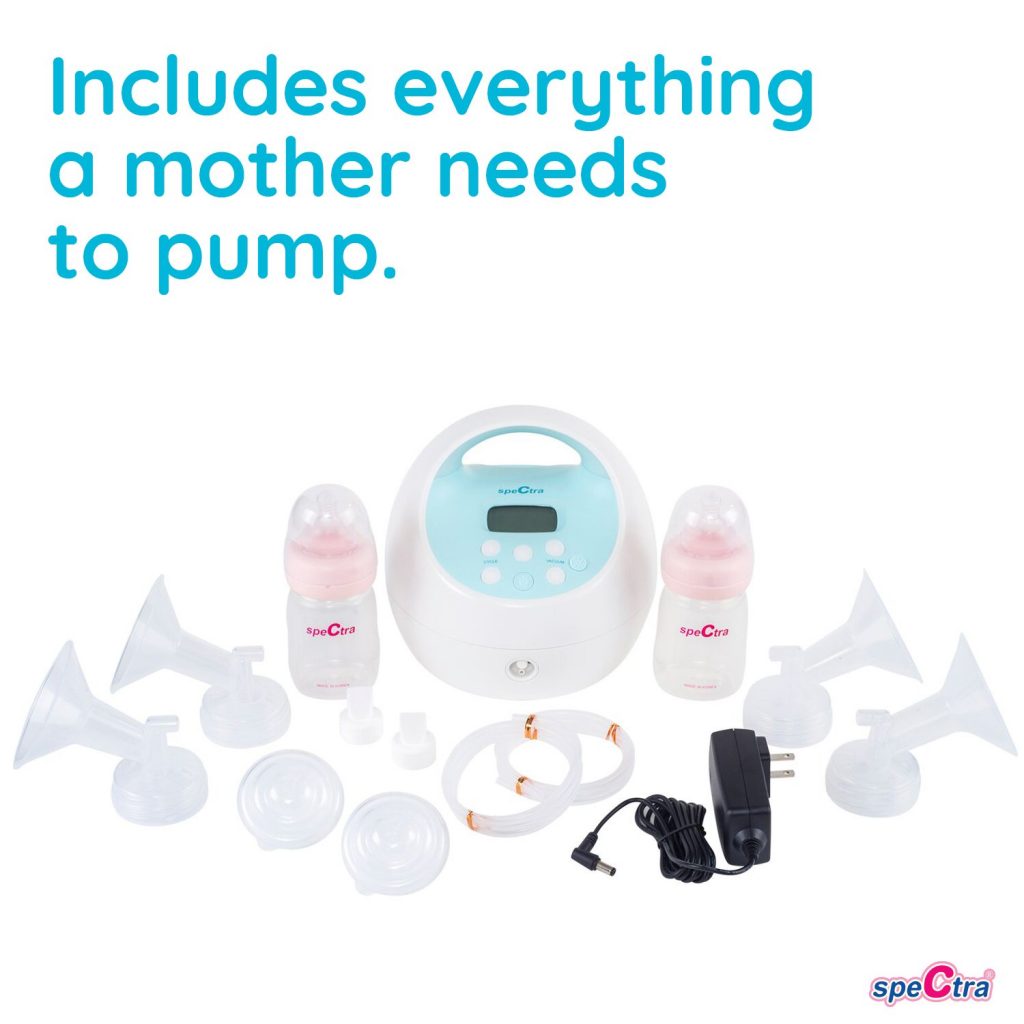 This breast pump is hospital grade and comes with a 12 volt AX power adapter and detachable power cord prongs.